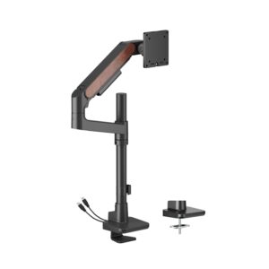 Brateck LDT81N-C012UCP Fusion Heavy-Duty Pole-Mounted Gas Spring Monitor Arm with USB-A/USB-C Ports For most 17'~49' Monitors, Fine Texture Black(New)