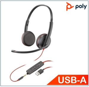 Plantronics/Poly Blackwire 3225 Headset, USB-A, Stereo, 3.5mm duo corded, Noise canceling, Dynamic EQ, SoundGuard, Intuitive call control, **PROMO**