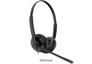 Yealink UH34 Dual Teams USB Headset, Lightweight, All Day Wearing Comfort, Ear Wideband Noise Cancelling Microphone, Leather Ear Cushions, USB-A