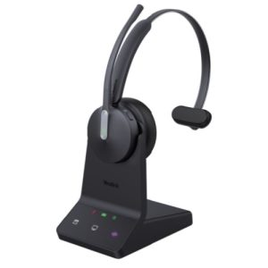 Yealink WH64 Hybrid Mono with Charging Stand, enhanced noise‑cancelling microphone technology, dual connectivity, UC platforms, VoIP desk phones, and