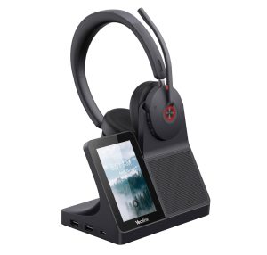 Yealink WH68 DECT + Bluetooth dual-mode, USB-A, USB-C, wireless headset workstation, noise-cancelling headset, touchscreen hub - speakerphone