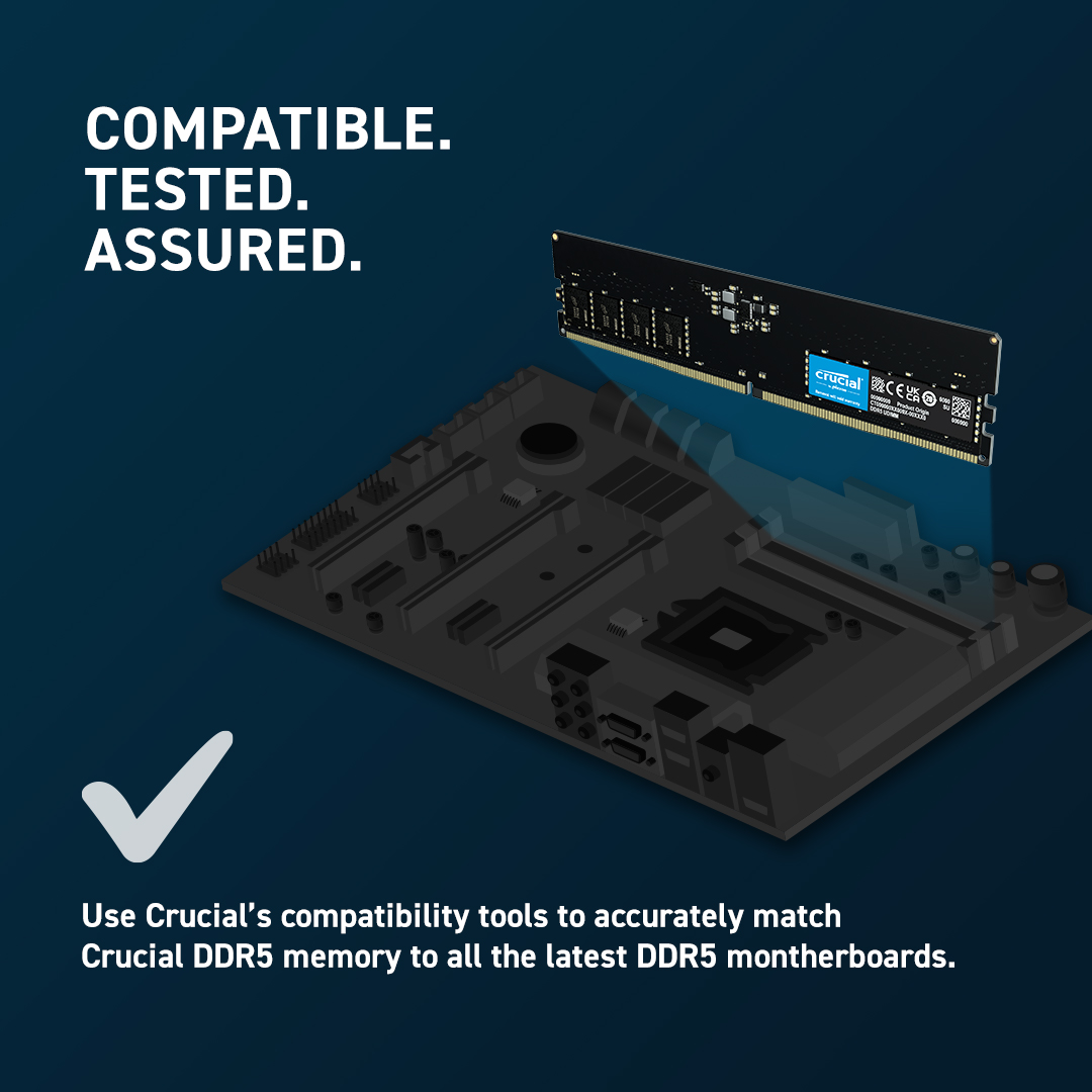 Crucial 64GB (2x32GB) DDR5 UDIMM 5600MHz CL46 Desktop PC Memory - Image 4