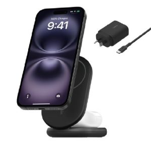 Belkin BoostCharge 2-in-1 Magnetic Foldable Wireless Charger With Qi2 15W + 36W Wall Charger + USB-C Cable(1.5M) - Black (WIZ028auBK),2 Years Warranty