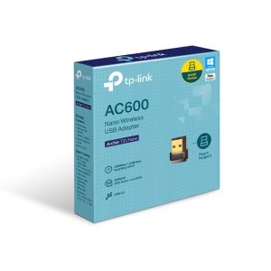 TP-Link Archer T2U Nano AC600 Nano Dual Band Wi-Fi USB Adapter, 433 Mbps at 5 GHz + 200 Mbps at 2.4 GHz, USB 2.0