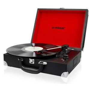 (LS)mbeat® Retro Briefcase-styled USB Turntable Recorder Built in 3.5mm headphone jack built-in speaker USB output support
