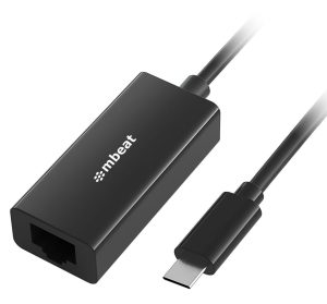 (LS) mbeat®  USB-C Gigabit Ethernet Adapter - Black Fast and secure RJ45, up to 1000Mbps speed. Plug-and-play Compact and lightweigh