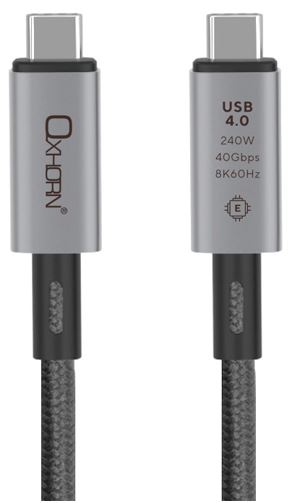 Oxhorn USB 4.0 Type C to Type C Gen3 1m Cable 40Gbps 5A 100W 8K@60Hz E-Marker Chip Aluminum Header Supports USB 3.2 / 3.1 / 3.0 Black