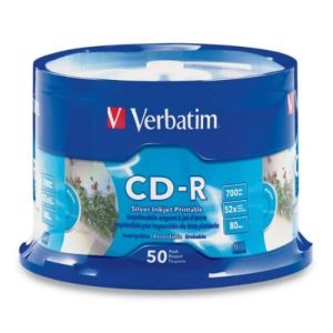 Verbatim CD-R 700MB 50Pk White InkJet 52x Superior ink absorption on high-resolution 5,760 DPI printers