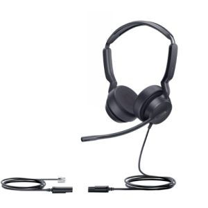 Yealink YHS36 E2 DUAL, Wideband Headset for IP phone, Monaural Ear, RJ9 Headset Jack, Noise-canceling Microphone, Hearing Protection, Leather Ear C.