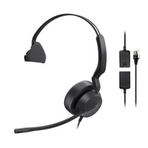 Yealink YHS36 E2 DUAL, Wideband Headset for IP phone, Monaural Ear, RJ9 Headset Jack, Noise-canceling Microphone, Hearing Protection, Leather Ear C.