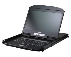 ATEN 8-Port USB HDMI Single Rail LCD KVM over IP Switch, 18.5' LCD screen with resolution of 1366 x 768, 1U short-depth