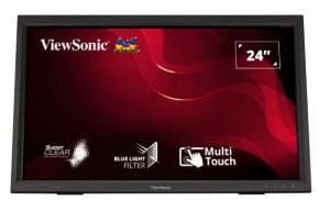 ViewSonic 24' TD2423 IR 10 Point Touch Advanced Ergonomics, Magnetic Pen Holder, 40 degrees Tilt, 7H Hardness VESA 100, Glove, Multi OS Touch Monitor