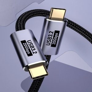 USP BoostUp Cafule Braided USB-C to USB-C (3.2 Gen2) Charge & Video Cable (1.5M) - Black, 5A/100W PD, 20Gbps, 8K/60Hz, Best for Laptop, Apple, Samsung