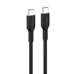 Belkin BoostCharge USB-C  to USB-C Cable (2M) - Black (CAB023FQ2MBK), 3A/60W, 480Mbps, 300K+ Bends, Apple, Samsung, USB-IF Certified, 2 Years Warranty
