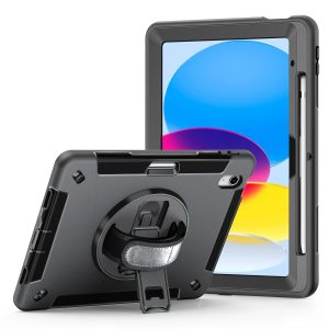 USP Rugged Apple iPad (11') 11th Gen (A16) / iPad 10th Gen (10.9') Case Black - Built-in-Kickstand, Hand & Shoulder Strap, DropProof 3 Years Warranty
