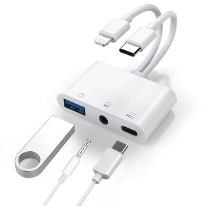 USP Lightning/USB-C to USB Adapter features a USB OTG Port, 3.5mm Headphone Jack & Fast-charging Port, 2 Years Warranty