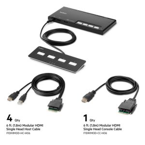 Belkin Cybersecurity and Secure KVM 4-Port Single Head HDMI Modular Secure KVM Switch PP4.0 W/ Remote-Black(F1DN104MOD-HH-4),12V,2.5A,2 Years Warranty