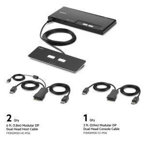 Belkin Cybersecurity and Secure KVM 2-Port Dual Head DP Modular Secure KVM Switch PP4.0 W/ Remote - Black(F1DN202MOD-PP-4),12VDC 2.5A,2 Years Warranty