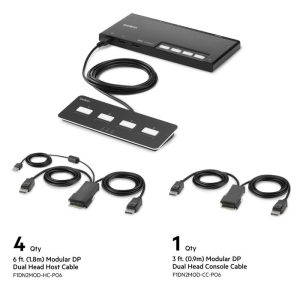Belkin Cybersecurity and Secure KVM 4-Port Dual Head DP Modular Secure KVM Switch PP4.0 W/ Remote - Black(F1DN204MOD-PP-4),12VDC 2.5A,2 Years Warranty