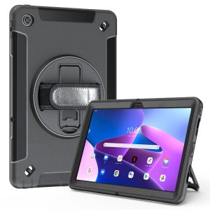USP Rugged Lenovo Tab M11 (11') Case + Screen Protector Black - Built-in-Kickstand, Hand & Shoulder Strap, DropProof, 3 Years Warranty