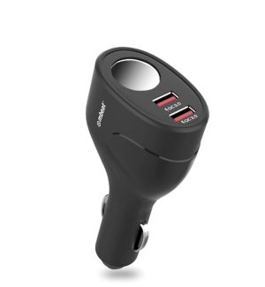 (LS) mbeat® Gorilla Power Dual Port QC3.0 Car Charger and Cigarette Lighter Extender features built-in over heat Package