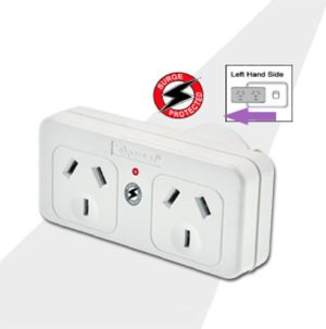 Sansai Surged Protected Double Adaptor Left Side Active Indicator 10A 240V AC