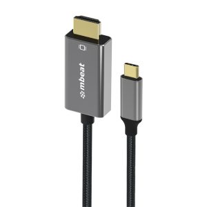 mbeat® Tough Link 1.8m 4K USB-C to HDMI Cable - Extend USB-C Laptop, Tablet or Smartphone Video to HDMI Monitor, Projector, HDTV, 4K@60Hz(3840×2160)