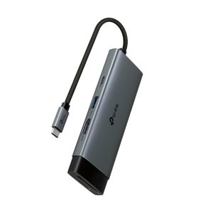 TP-Link UH7021C USB Type-C 7-in-1 Hub, 4K@60Hz HDMI, SD & microSD UHS-I, 100W Power Delivery, 3× USB-A Data Ports.