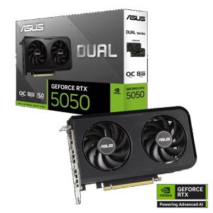 ASUS nVidia GeForce DUAL-RTX5050-O8G RTX5050 8GB GDDR6 OC Edition 2647MHz Boost Clock, RAM 20Gbps, 433 AI TOPs, Digital Max Resolution 7680 x 4320