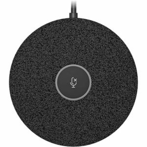 Logitech Rally Mic Pod – Graphite, four omnidirectional beamforming microphone elements, color‑coded LED ring, Crystal‑Clear