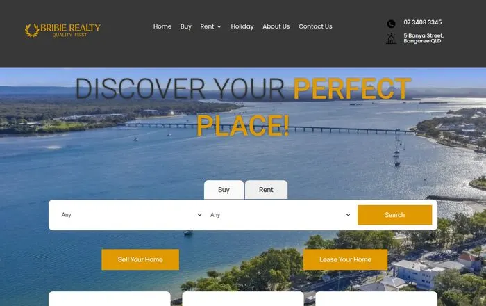 Bribie Realty website — designed and hosted by Virtue IT